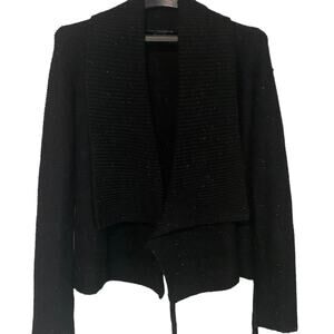 French Connection Cardigan Women's Size Small Black Marled Wool Blend Office